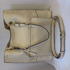 Calvin Klein Off White Tote Bag with Gold Accents